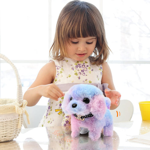 Easfan Walking Puppy Stuffed Animal - Interactive Rainbow Dog with Barking, Tail Wagging, and Nodding Head, Educational