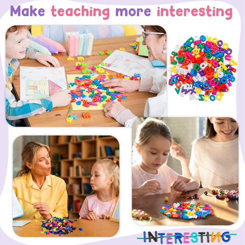 Wesiti 408 Pcs Lacing Letters Alphabet Learning Toys for Toddlers, ABC Beads for Fine Motor Skills & Spelling