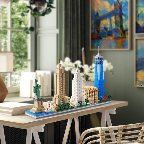 New York Skyline Micro Building Blocks Set, City Architecture Model Kit for Adults and Kids, 3452 Pieces