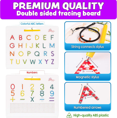 Magnetic Alphabet Tracing Board - double sided letters & numbers Magnetic Tracing Board, ABC magnets learn to write