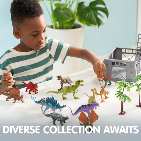 17 3-5, JOYIN Dinosaur Toys with Activity Play Mat & Storage Cage, PCS Realistic Dinosaur Figures & Trees for Toddlers