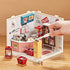 92Pcs 1:24 8+ Miniature DIY House Kit Convenience Store Scale Dollhouse Mini-Mart Corner Store Shop with LED Light