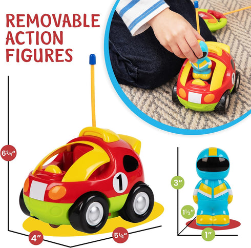 2 Pack Cartoon Remote Control Cars - Police Car and Race Car - Radio Control Toys for Kids, Boys & Girls
