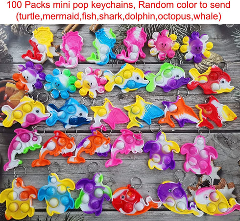 Goodangie00 Summer Bulk Turtle Octopus Dolphin Mermaid Shark Fish Ocean Mini Pop Fidget Toys for Students Prize, Party