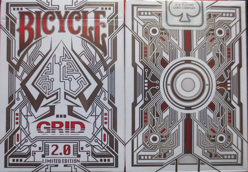 Bicycle Grid 2.0 Red Playing Cards - Poker Size Glows Under Ultraviolet Light