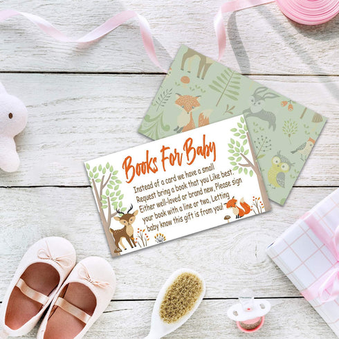 Woodland Creature Books for Baby Shower Request Cards (50 Pack) - Baby Shower Invitation Inserts