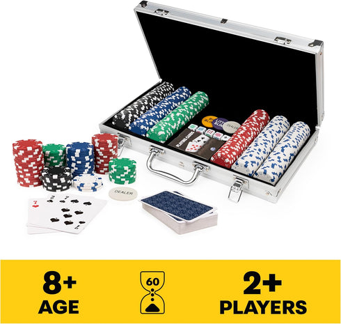 Cardinal Classics 300-Piece Poker Set - Aluminum Carrying Case, Professional Weight Chips, Casino Game for Ages 8+