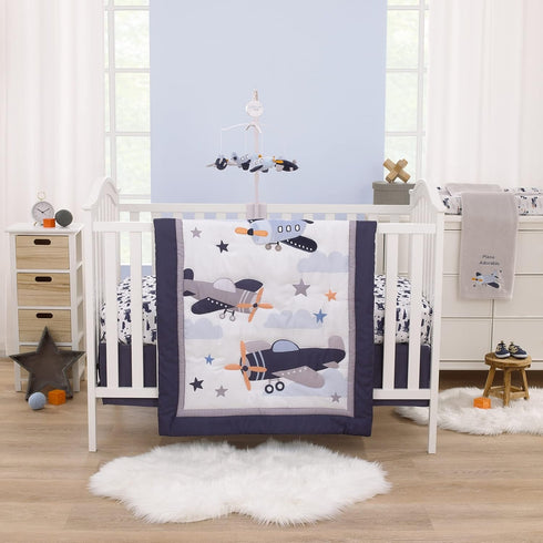 Navy Plush Airplane Musical Mobile - Soar High with Little Love