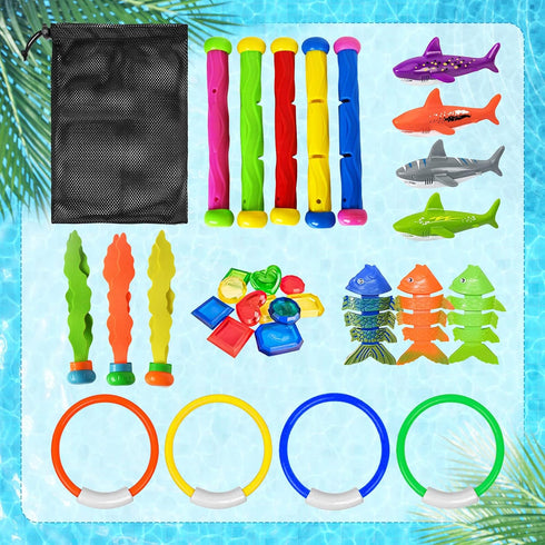 Jasonwell Pool Diving Toys - 31 PCS Swimming Pool Toys for Kids and Teens, Fun Water Swim Toys for Boys and Girls