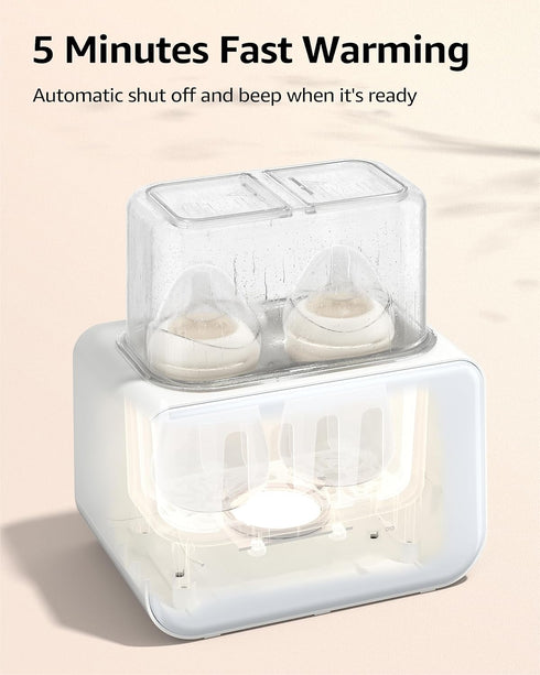8-in-1 2 Baby Bottle Warmer, Grownsy Fast Milk Warmer with Timer Breastmilk or Formula, Fits Bottles, Accurate