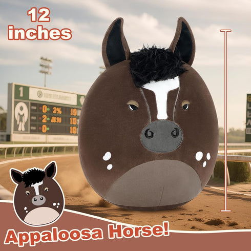 12" PEACH CAT Original Appaloosa Horse Stuffed Animal Cute Horse Plush Soft Plushies Toys Gifts for Kids Adults Dark