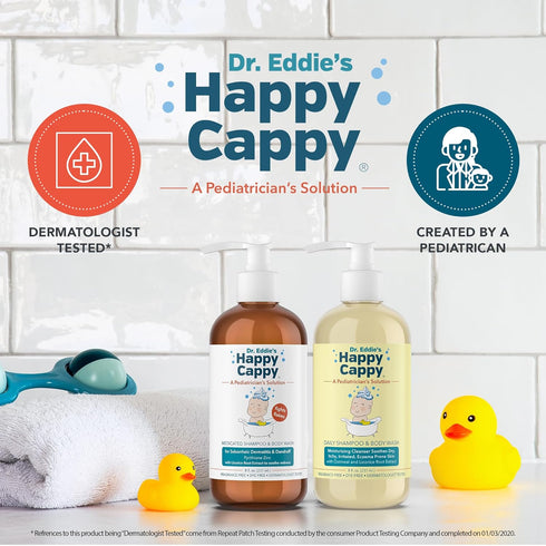 2 Happy Cappy Daily Medicated Shampoo and Body Wash Bundle - Baby Dandruff Shampoo for Cradle Cap and Seborrheic