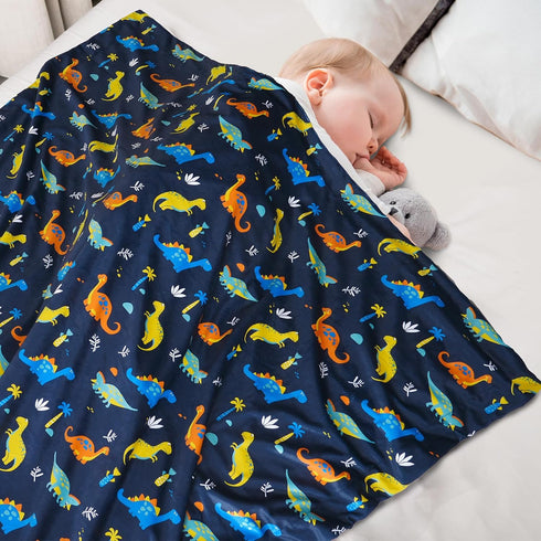 david's kids Minky Baby Blanket for Boys, Soft Lightweight Micro Fleece Blanket with Double Layer, Dotted Backing, Breathable Receiving Blanket for Newborns, 30x40 Inches, Dinosaur by david's kids