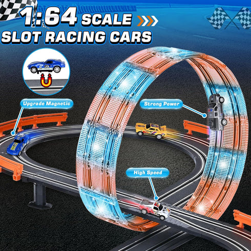 Sets 4 6 7 8-12, Set Counter Slot Car Race Track with Slot Cars, Ideal Birthday Xmas Gifts Toys for Kids Boys Ages