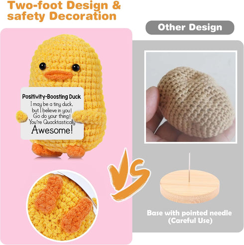 Positive Affirmation Companion Crochet Duck, Inspirational Crochet Animals Stress Anxiety Relief Toys, Handmade Mental