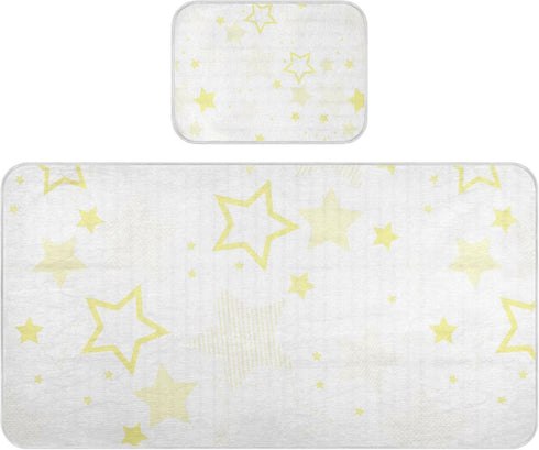 SyXIOP Yellow White Stars Cooling Baby Crib Mattress Sheets 28" x 52" Washable