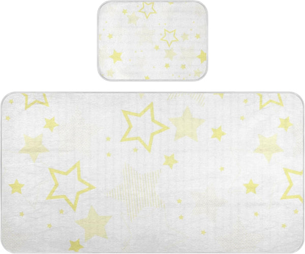 SyXIOP Yellow White Stars Cooling Baby Crib Mattress Sheets 28" x 52" Washable