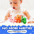 Dinosaur Bath Toys, Mold Free Baby Bath Toys for Toddlers 1-3, BPA-Free, Dishwasher-Safe, 3PCs