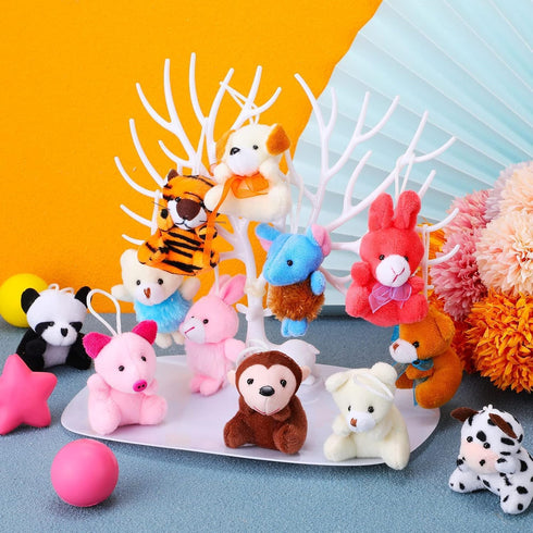 LMAZEPMQ Set,Cute (24pcs) Mini Plush Animal Toy Animals Keychain Decoration for Kids,Goodie Bag Fillers, Basket