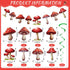 Ribbonlic 34 Pcs Mushroom Garlands Mushroom Hanging Swirls Mushroom Banners Mushroom Hanging Swirls Ceiling Streamers