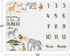 Sweet Jojo Designs Jungle Animals Milestone Blanket Monthly Newborn First Year Growth Mat Baby Shower Memory Hunter