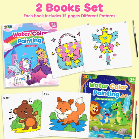 2 Pack Set 3 4 5 6 7 8 Paint with Water Coloring Books for Kids: Watercolor Painting Books for Ages Toddler Girl Boys