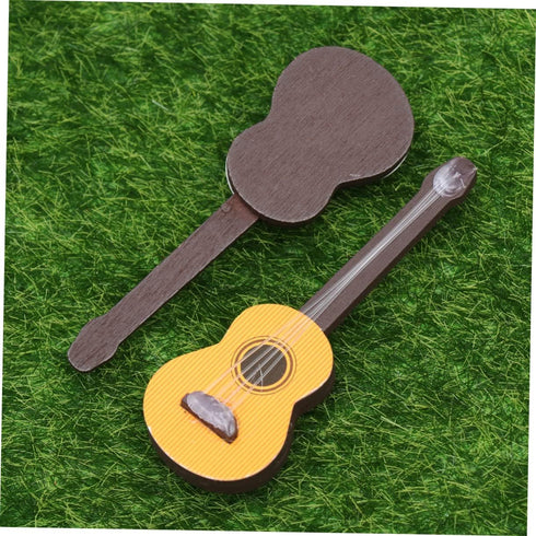 EXCEART 4 Pcs Wooden Miniature Guitar Miniature Wooden Instrument Desktop Micro Landscape Statue DIY Miniature Guitar