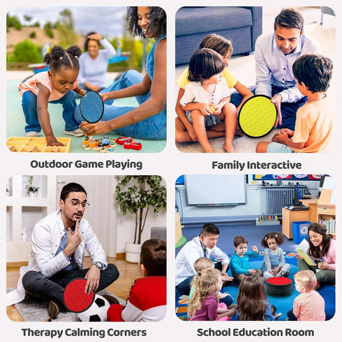 16 Set 3 Gift(8.3 Inch) Upgraded Sensory Mats, Mixed Colors Sensory Toys for Kids with Autism, Tactile Wall Panel