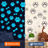 Glow in The Dark Dog Paw Print Stickers, Wall Decals for Pup Dog Room Decor, Removable Animal Footprint Decal (Blue)