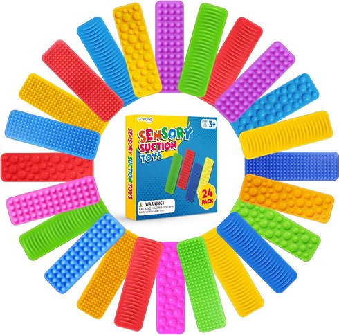 Sensory Fidget Toys Kids Adults: 24 Pack Textured Suction Toys for Autism