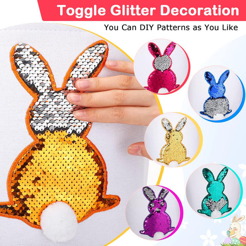 12 Jexine Pcs Easter Bunny Basket Bags Bulk for Kids Gift Bucket Easter Eggs Hunt Basket with Handle Rabbit Fluffy