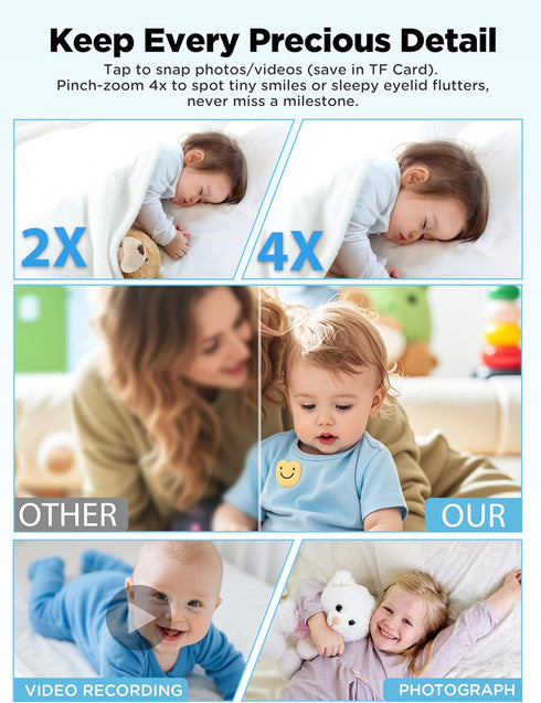 NUOTUN 2.8 1080P 2-Way Baby Monitor with Camera and Audio, Baby Monitor No Wifi with Clip for Crib & Stand, Portable HD