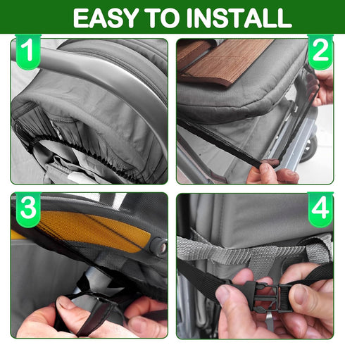 Wanateber 2-in-1 Baby Mosquito Net for Stroller Sun Shade, Stroller Cover for Sun Protection with Two-Way Zipper