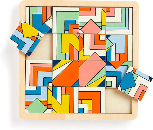 Galison Frank Lloyd Wright Imperial Hotel – 2 in 1 Sliding Wood Tile Puzzle Featuring Iconic Design