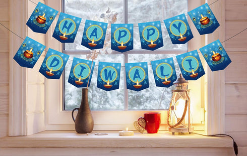Happy Diwali Banner for Festival of Lights Party Decorations, NOT NEED DIY Deepavali Decorations Mother Laxmi