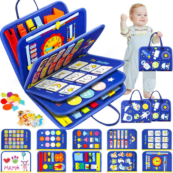 Toddler Busy Board, Montessori Toys for Boys, Sensory Board Birthday Gifts -