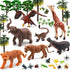 QuarenDen 49Pcs Rainforest Figures, Model Scenery Kit, Jungle Animals Figures, Model Trees and