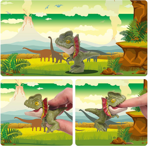 6PCS Biting Finger Dinosaurs Toy Collectibles for Display, Play and Snap On Figure Novelty Creative Theater Puppet Doll
