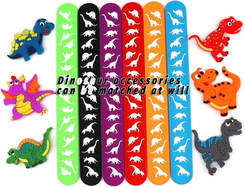 Dinosaur Slap Bracelets for Kids - 6 Pack Party Favors for Boys & Girls Dinosaur Theme Supplies