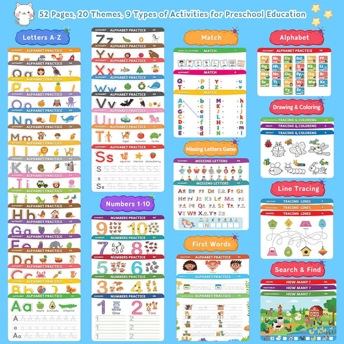 3-5 Preschool Learning Activities Educational Workbook: Preschool Handwriting Tracing Books | Autism Learning Materials