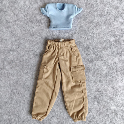 1/12 Scale Figure Clothes T-Shirt + Cargo Pants for 1:12 6inch Female TBL Action Figure Doll Clothes (Blue)