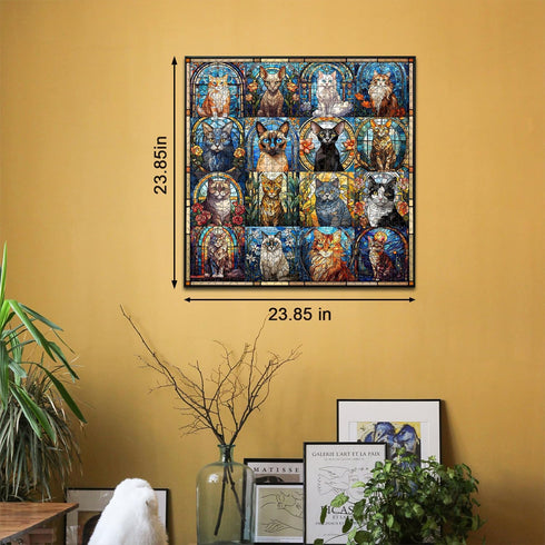 Stained Glass Cat Puzzle - 1000 Pieces, Colorful Kitty Collage, Challenging Jigsaw for Adults