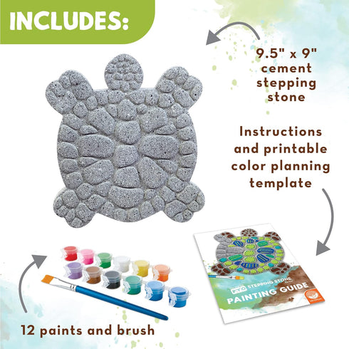 MindWare Turtle Stepping Stone Kit: Paint Your Own Stepping Stones for Kids Craft Kit Includes Paint, Brushes