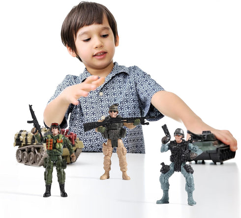 US Army Men and SWAT Team Toy Soldiers Action Figures with Military Weapons Accessories for Kids, 12Pcs