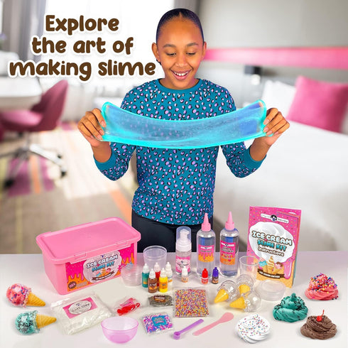 Set 31 8-12, Original Stationery Ice Cream Slime Kit for Girls Toys, DIY Cherry-Scented Slime Making with Pieces, Fun