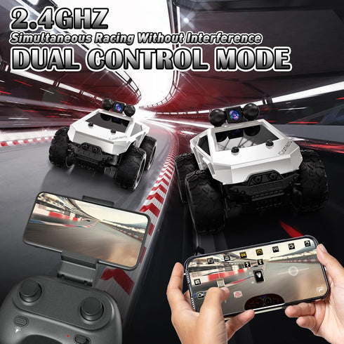 720P 1:28 RC Cars with Camera Remote Control Truck with HD FPV Camera, All-Terrain Remote Control Car with Body Light