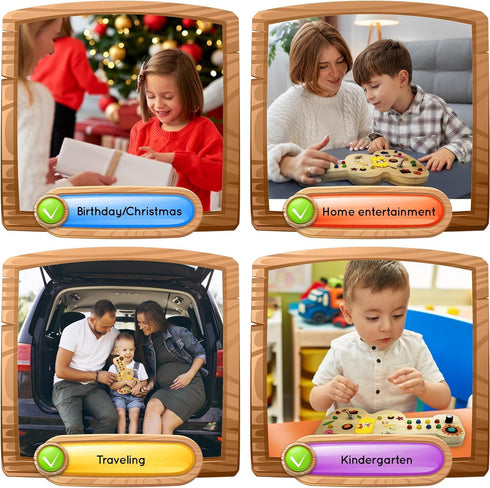 Wooden Montessori Musical Busy Board for Toddlers - Enhance Sensory and Motor Skills for 3-5 Year-Olds