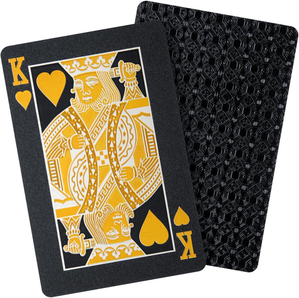 LAGEBONA Waterproof Deck of CardsGift Playing CardsPoker Set, Men Pool Poker Cards (Black
