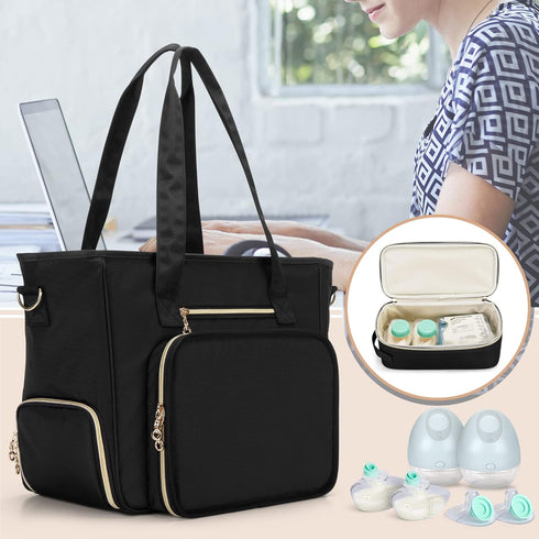 Momcozy S12 Momcozy M5, BAFASO Wearable Breast Pump Bag with Cooler and Laptop Sleeve (Compatible with Pro, Elvie)