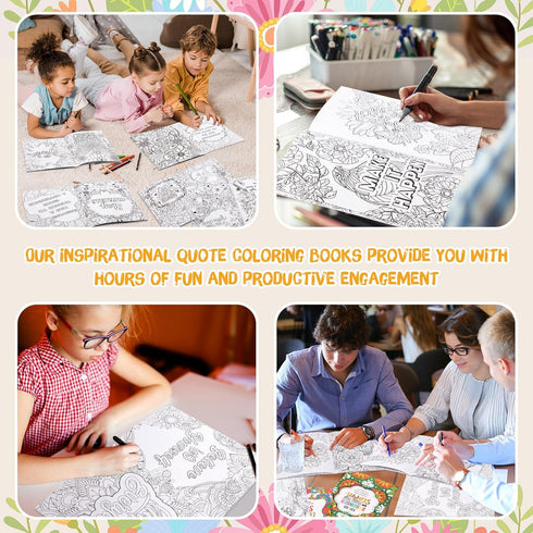 144 Liliful Pcs Motivational Sayings Coloring Book Bulk for Adult DIY Art Stress Relief Drawing Book with Inspiring